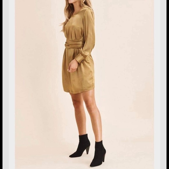 Dynamite Cinched Satin Dress w Waist Band (NEW) - Picture 1 of 2